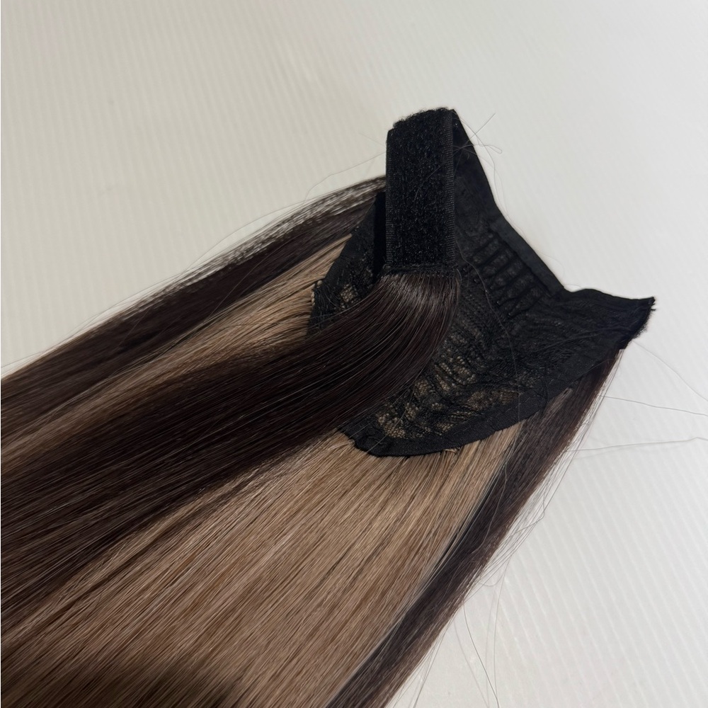 Balayage Wrap-Around Ponytail – Ombre Brown to Ash Blonde 32 “Extension - Picture 11 of 15